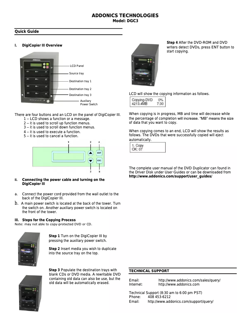 Page 1 de la notice Manuel utilisateur Addonics DGC3