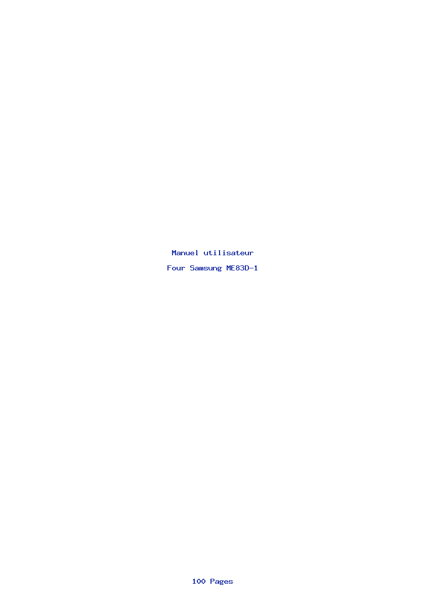 Page 1 de la notice Manuel utilisateur Samsung ME83D-1