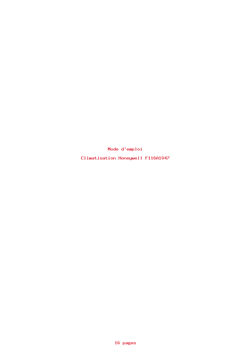 Page 1 de la notice Mode d'emploi Honeywell F116A1047