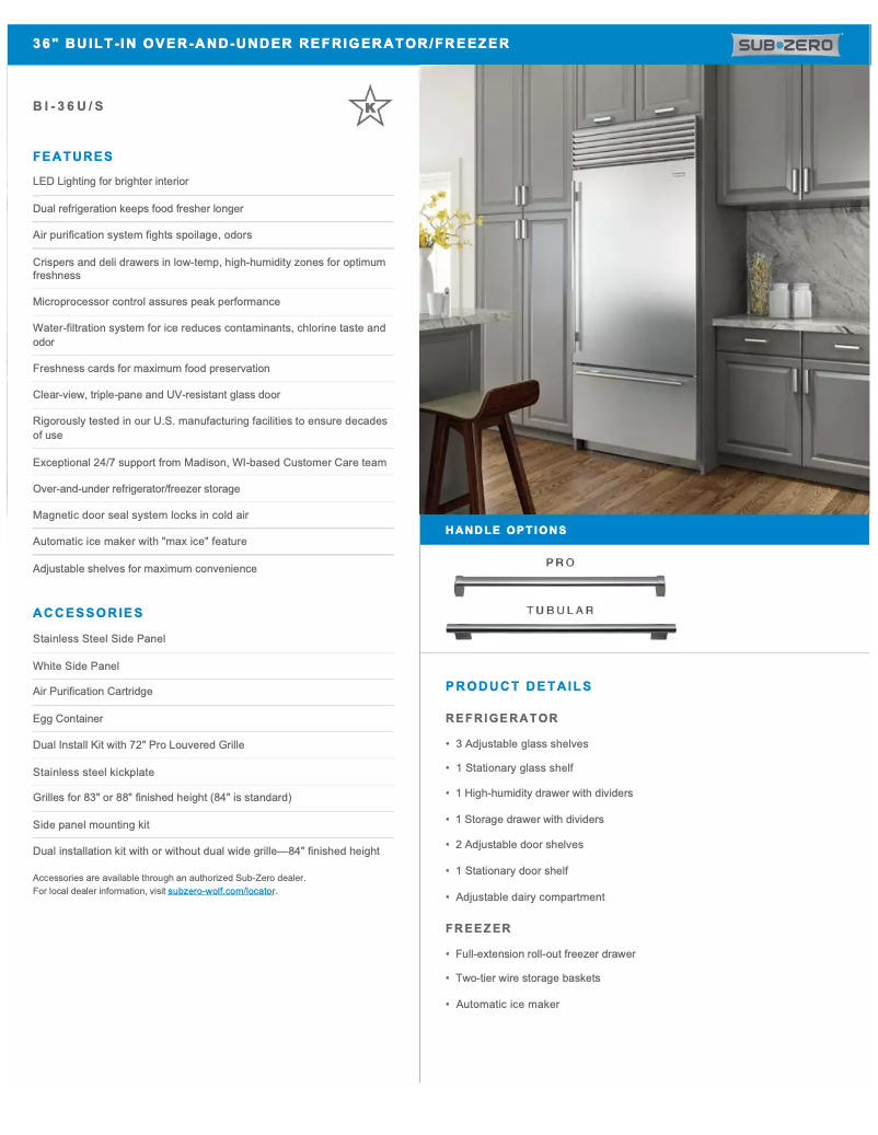 Page 1 de la notice Manuel utilisateur Sub-Zero BI-36U/S/PH-LH