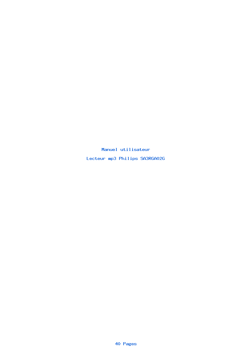Page 1 de la notice Manuel utilisateur Philips SA3RGA02G