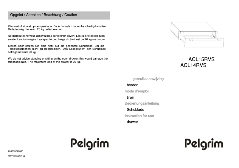 Page 1 de la notice Manuel utilisateur Pelgrim ACL14