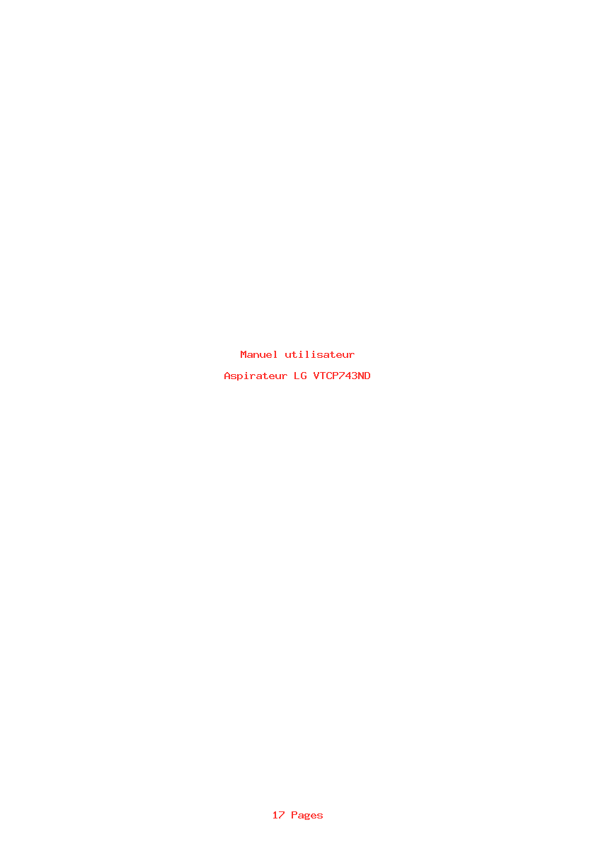 Page 1 de la notice Manuel utilisateur LG VTCP743ND