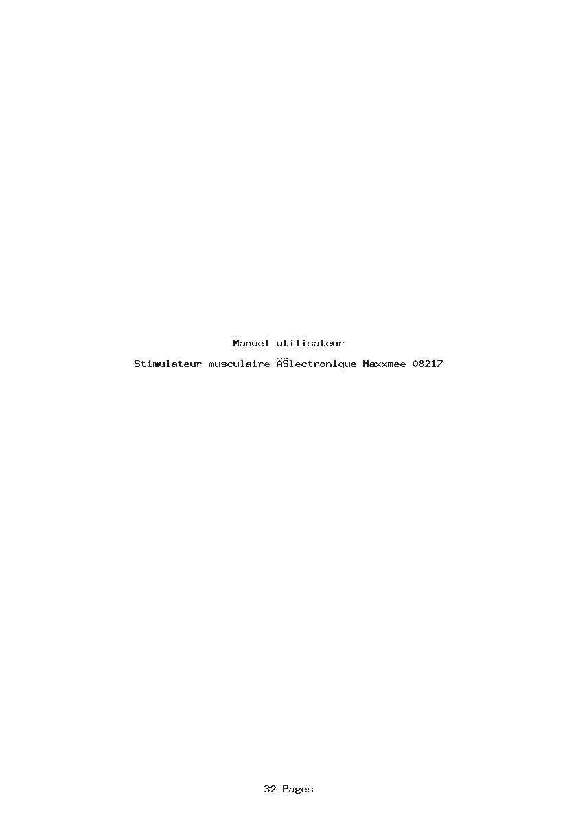 Page 1 de la notice Manuel utilisateur Maxxmee 08217