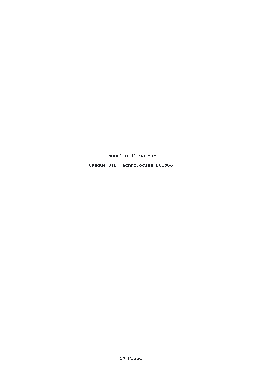Page 1 de la notice Manuel utilisateur OTL Technologies LOL868
