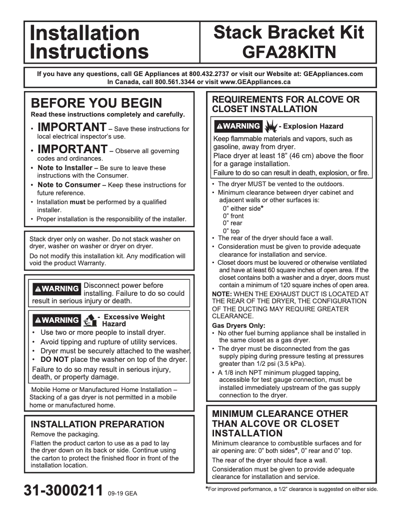 Image de la première page du manuel de l'appareil GFA28KITN