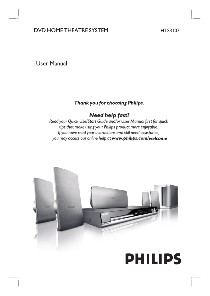 Page 1 de la notice Manuel utilisateur Philips HTS3107