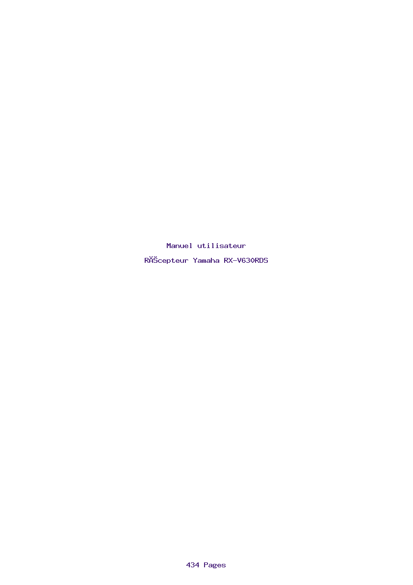 Page 1 de la notice Manuel utilisateur Yamaha RX-V630RDS