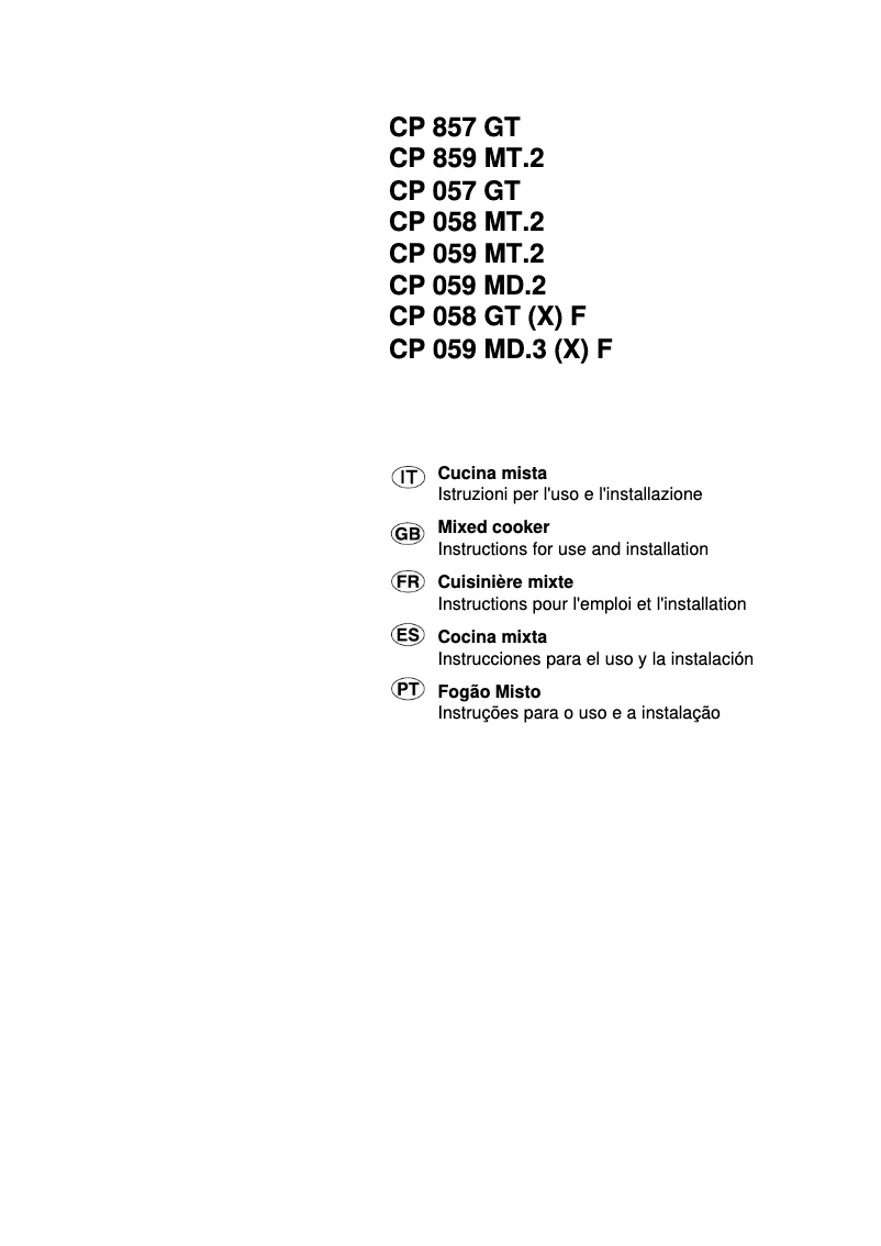 Page 1 de la notice Manuel utilisateur Hotpoint CP 059 MD.2