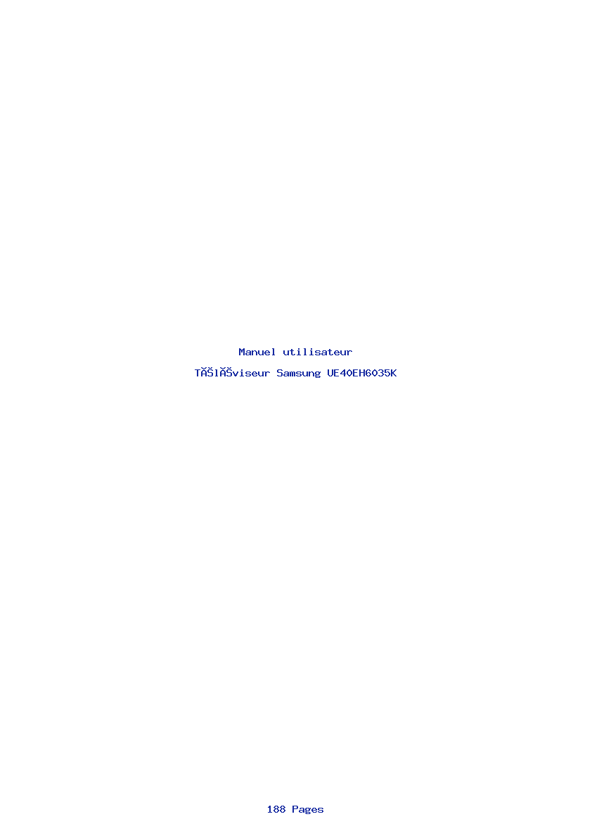 Page 1 de la notice Manuel utilisateur Samsung UE40EH6035K