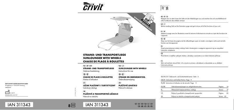 Page 1 de la notice Manuel utilisateur Crivit IAN 273318