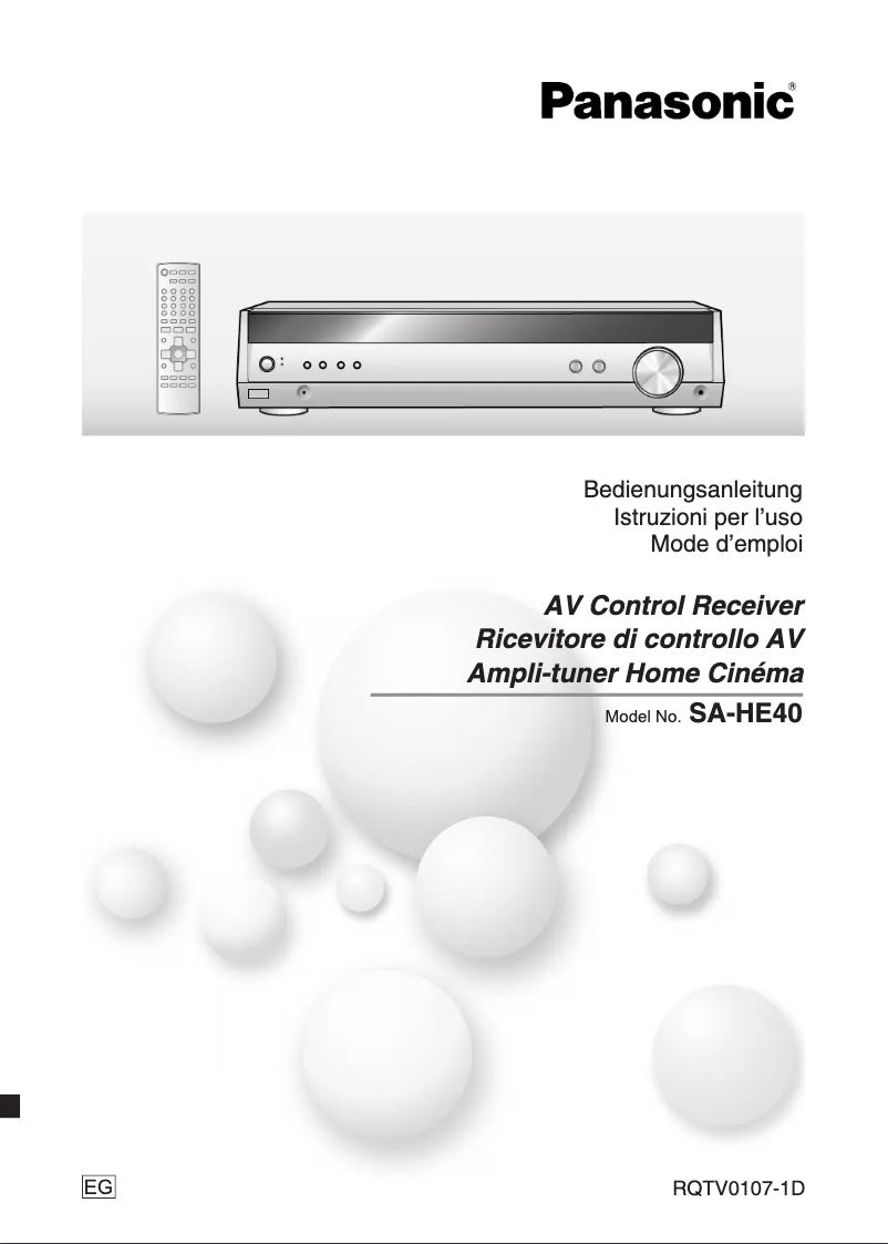 Page 1 de la notice Manuel utilisateur Panasonic SA-HE40