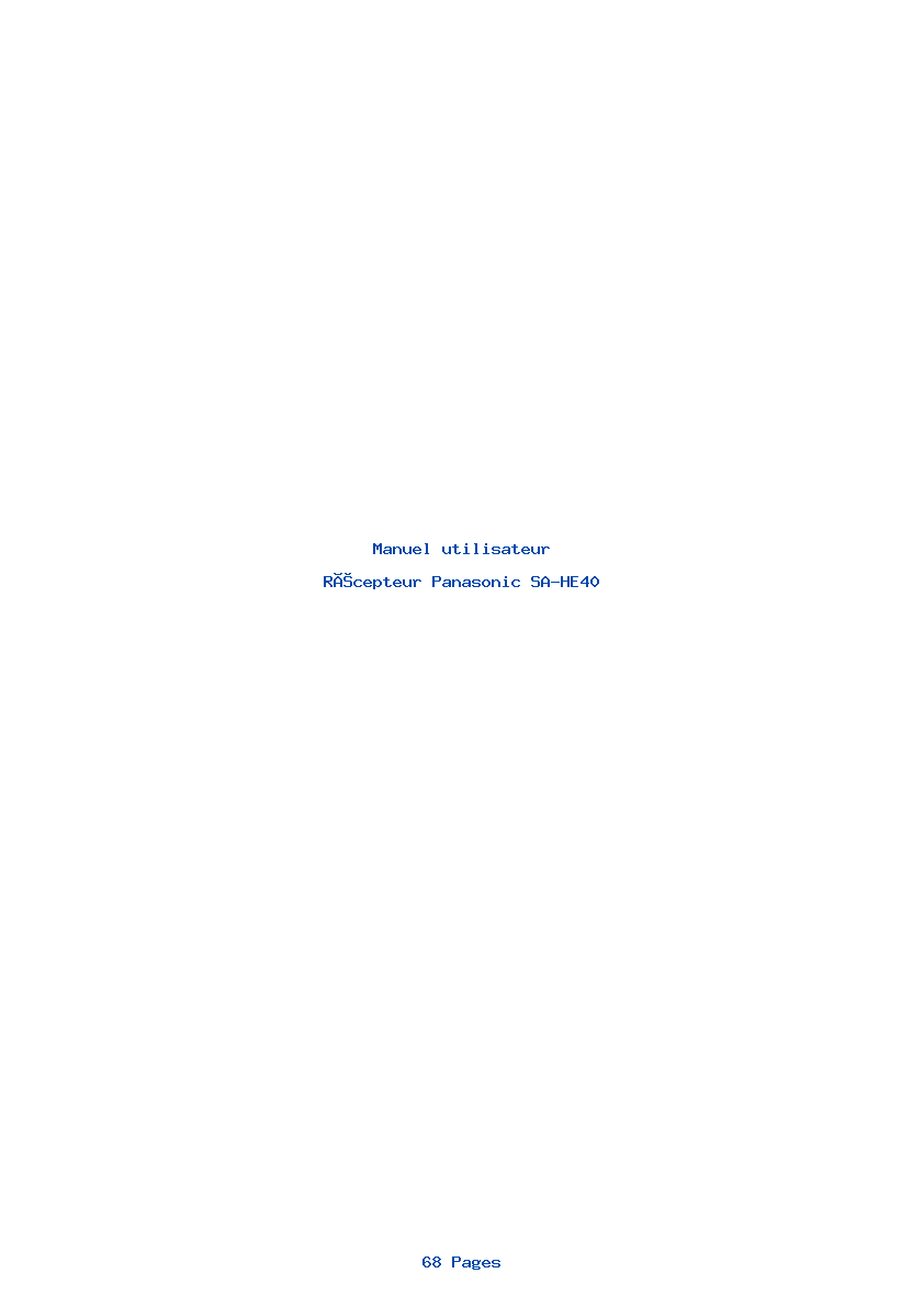 Page 1 de la notice Manuel utilisateur Panasonic SA-HE40