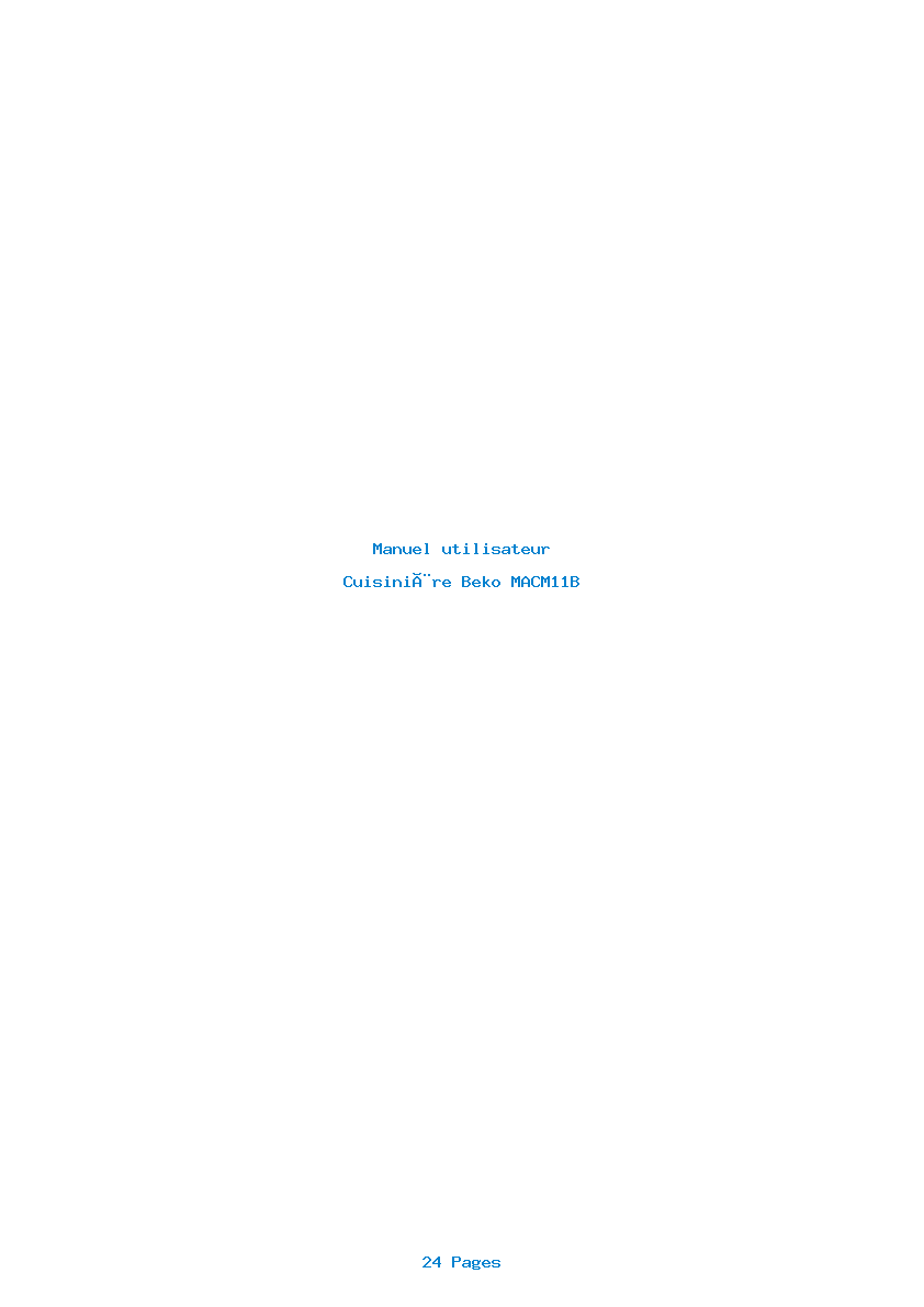 Page 1 de la notice Manuel utilisateur Beko MACM11B