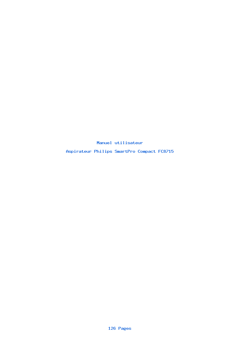Page 1 de la notice Manuel utilisateur Philips SmartPro Compact FC8715