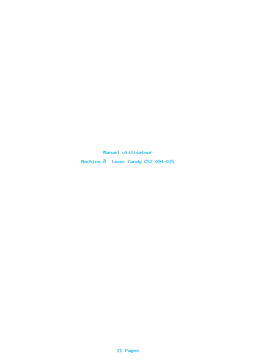 Page 1 de la notice Manuel utilisateur Candy CS2 094-03S