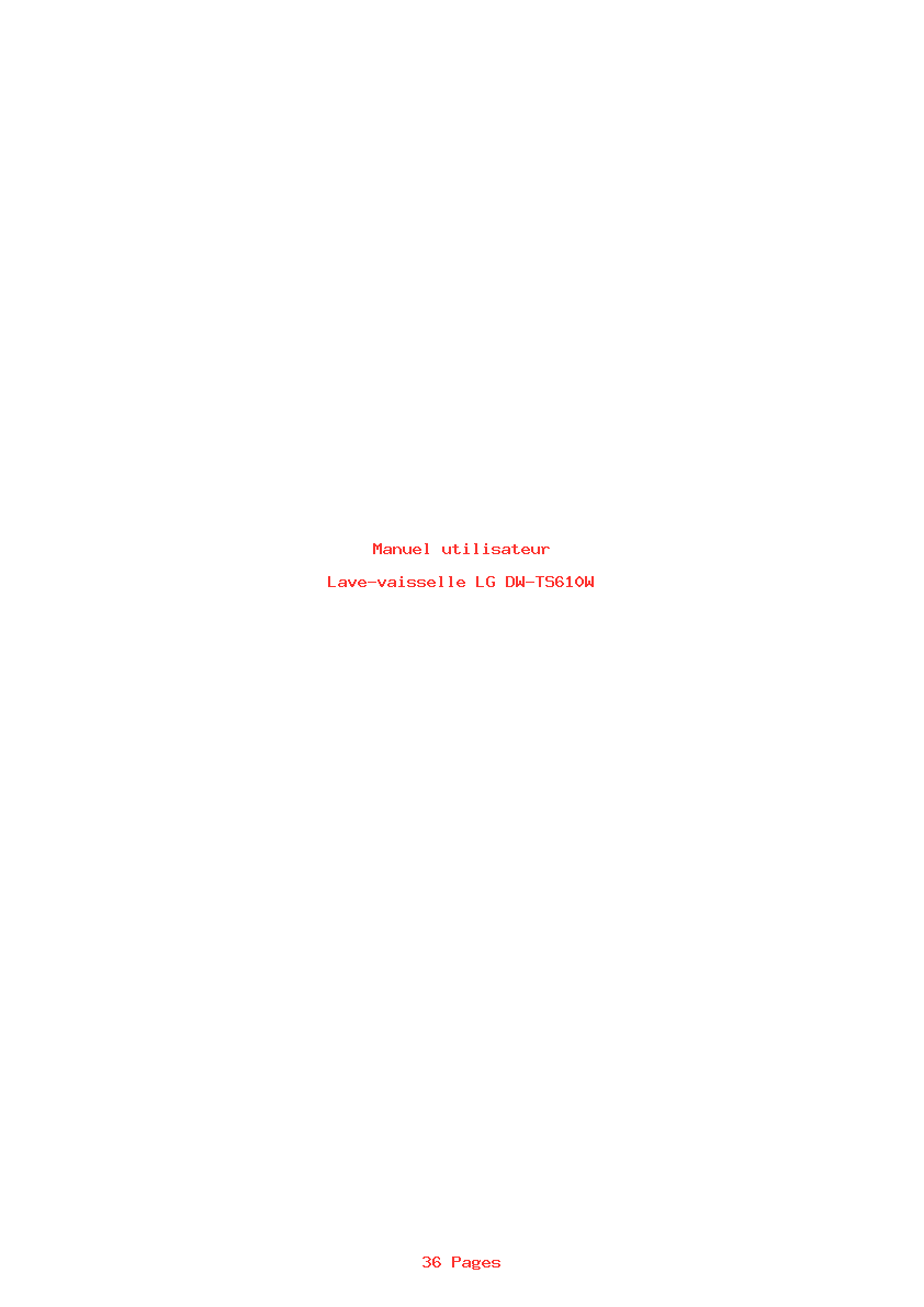 Page 1 de la notice Manuel utilisateur LG DW-TS610W