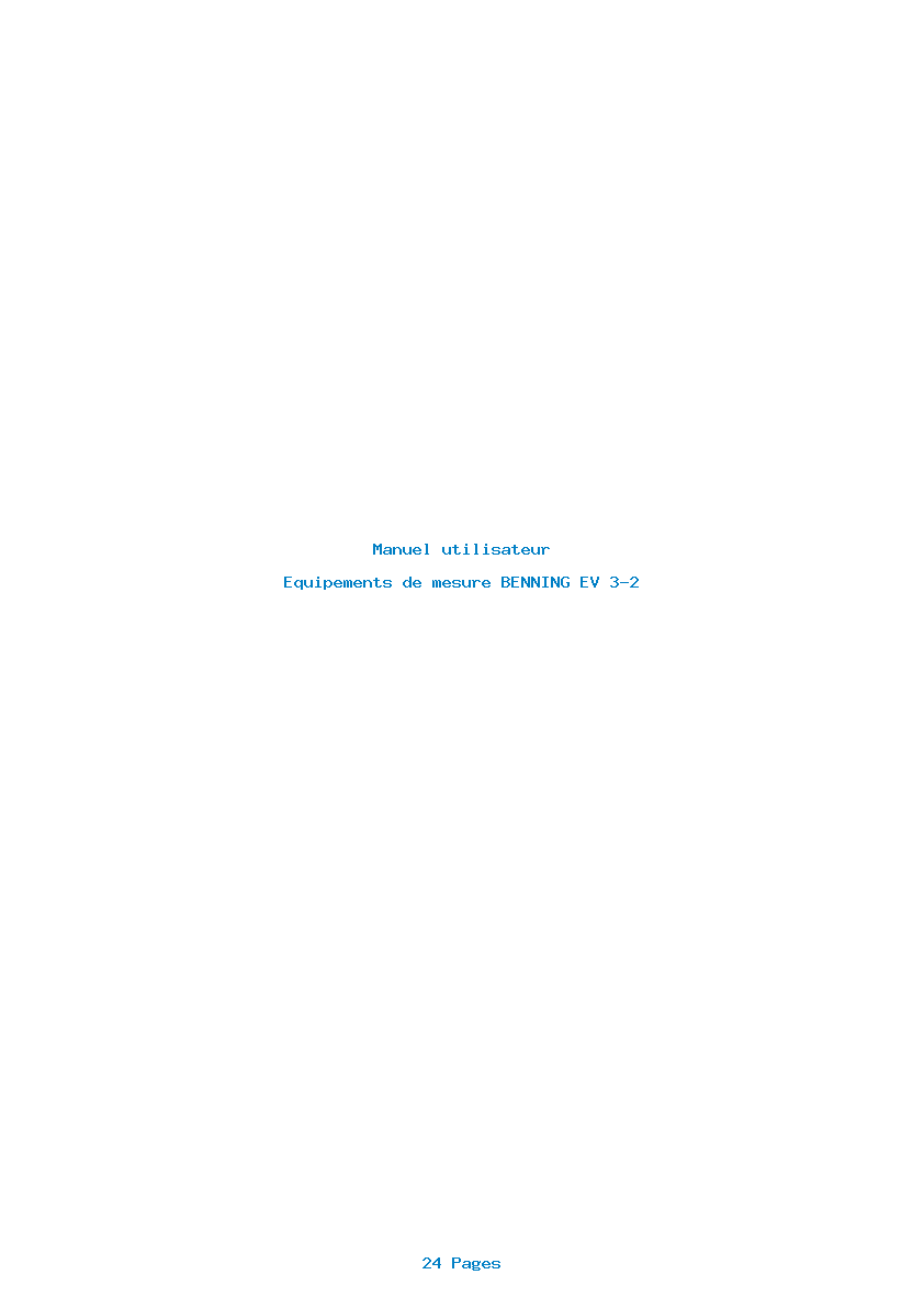 Page 1 de la notice Manuel utilisateur BENNING EV 3-2