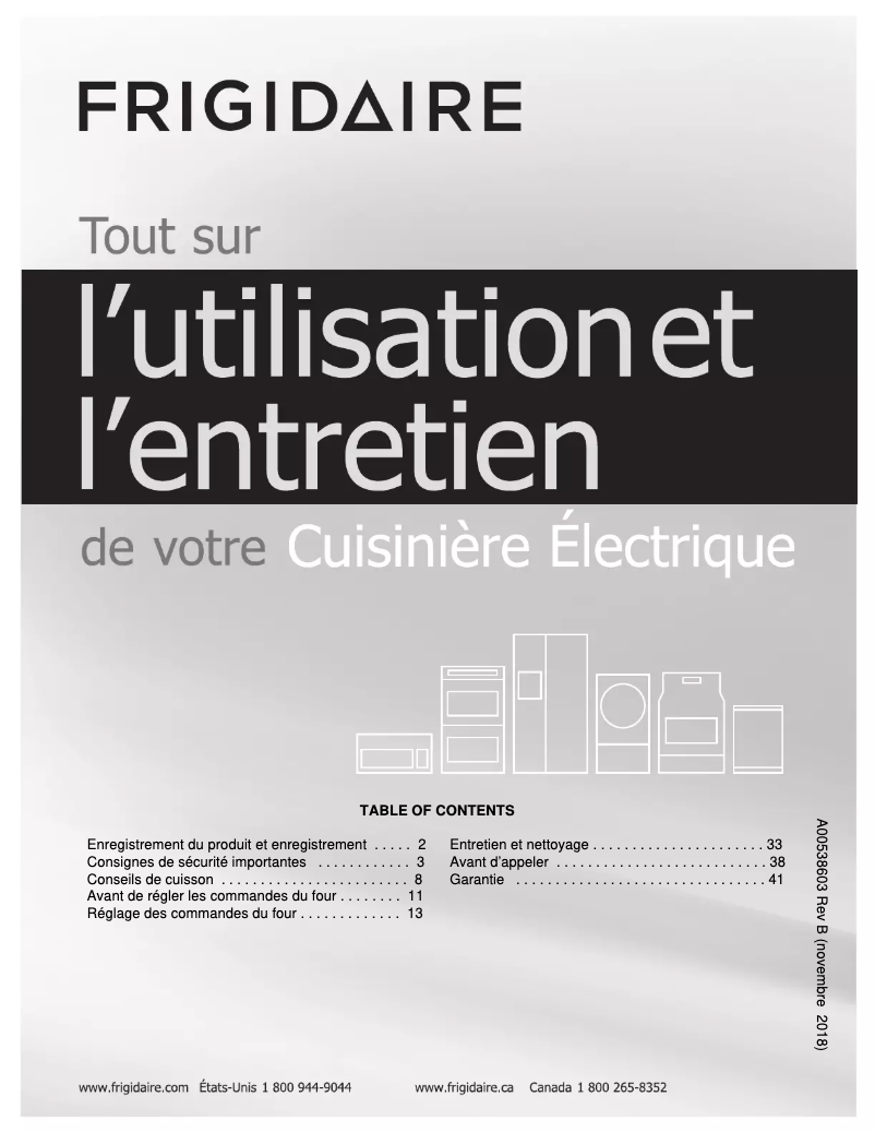 Page 1 de la notice Manuel utilisateur Frigidaire FGET3066UF