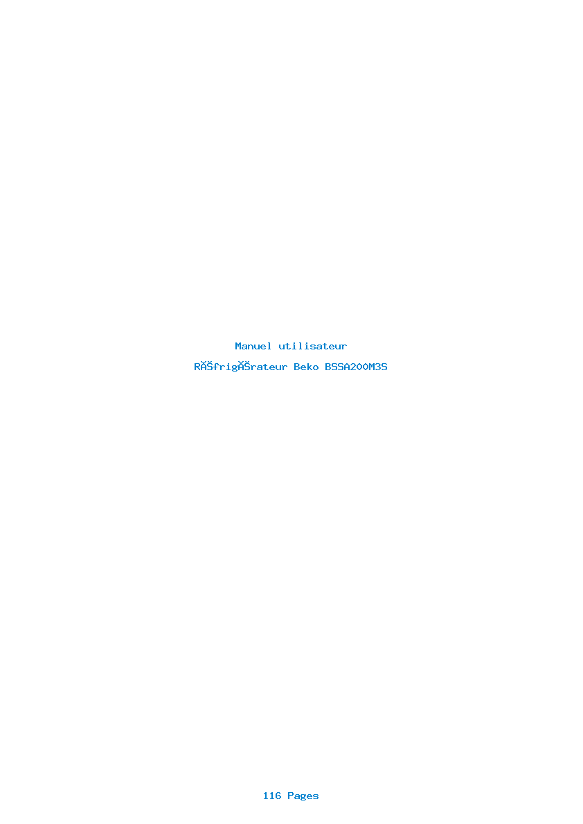 Page 1 de la notice Manuel utilisateur Beko BSSA200M3S