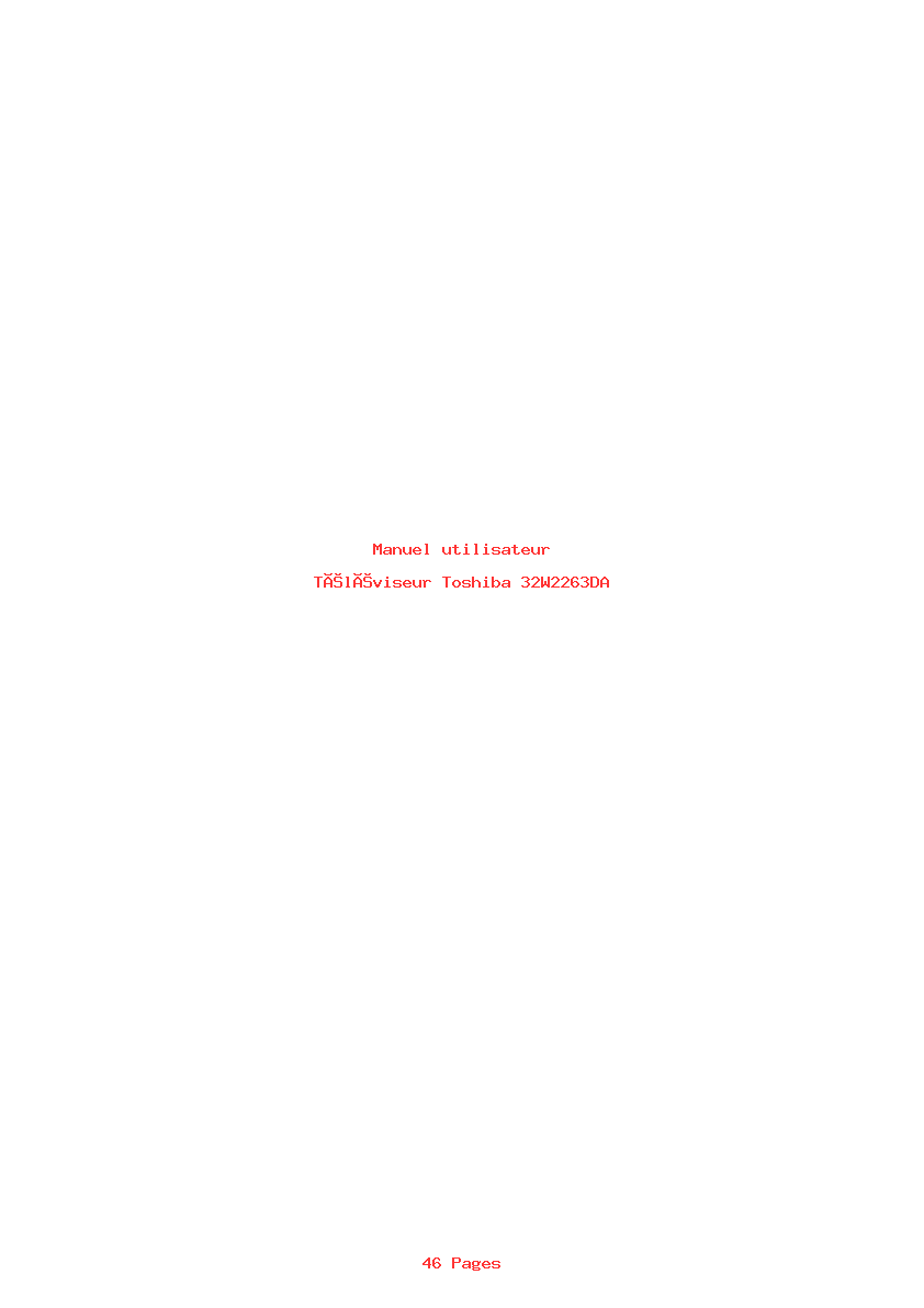 Page 1 de la notice Manuel utilisateur Toshiba 32W2263DA