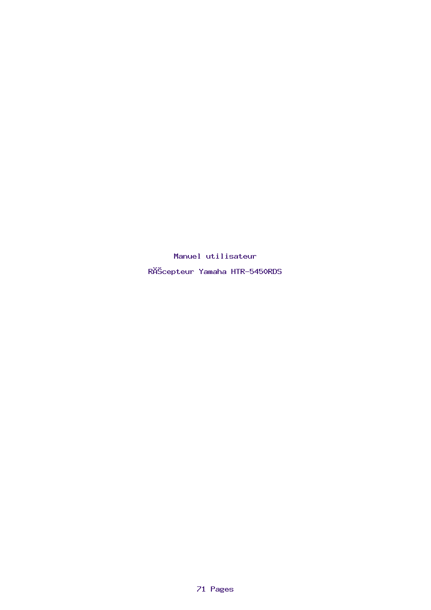 Page 1 de la notice Manuel utilisateur Yamaha HTR-5450RDS
