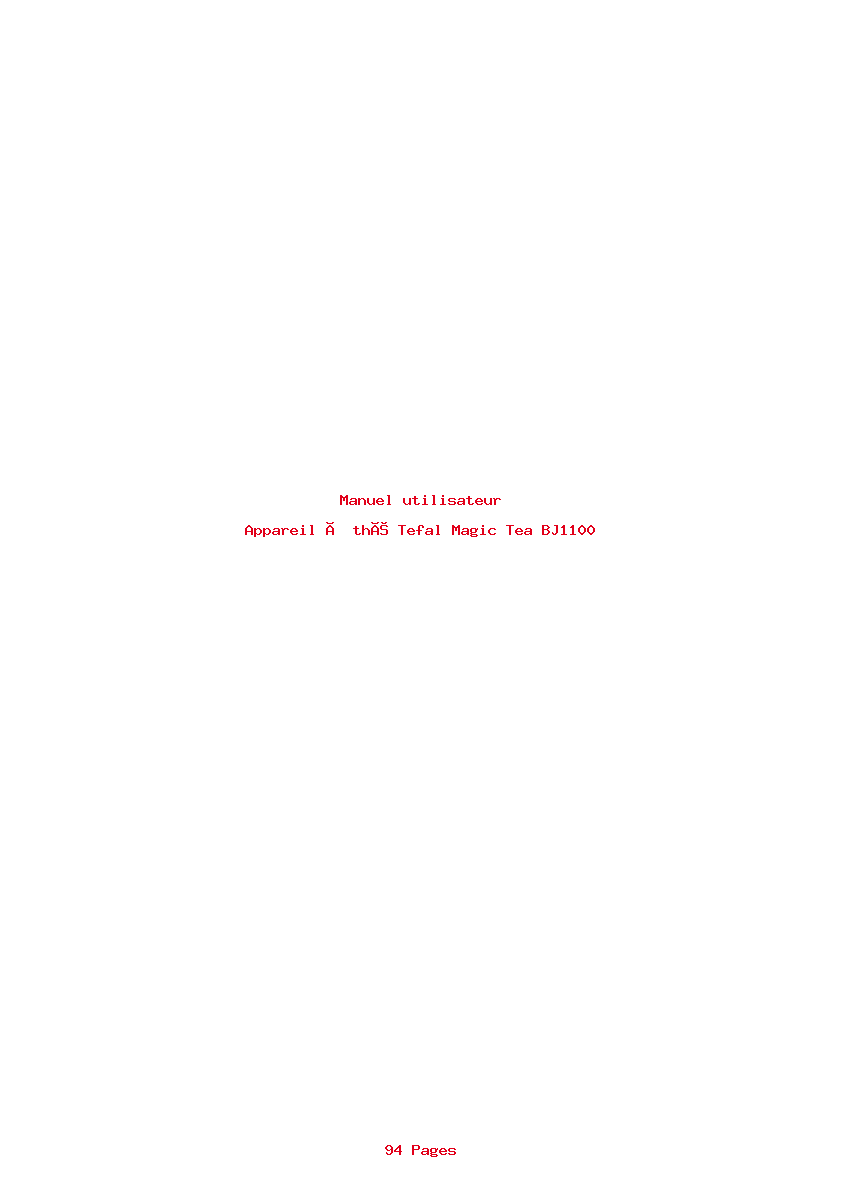 Page 1 de la notice Manuel utilisateur Tefal Magic Tea BJ1100