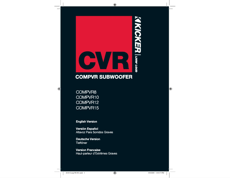 Page 1 de la notice Manuel utilisateur Kicker CompVR