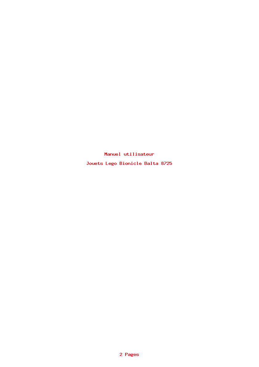 Page 1 de la notice Manuel utilisateur Lego Bionicle Balta 8725