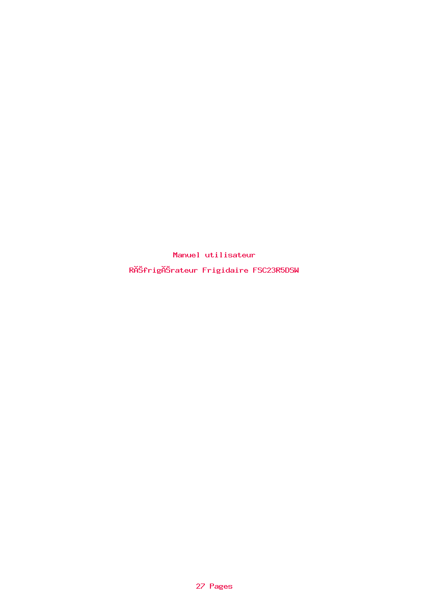 Image de la première page du manuel de l'appareil FSC23R5DSW