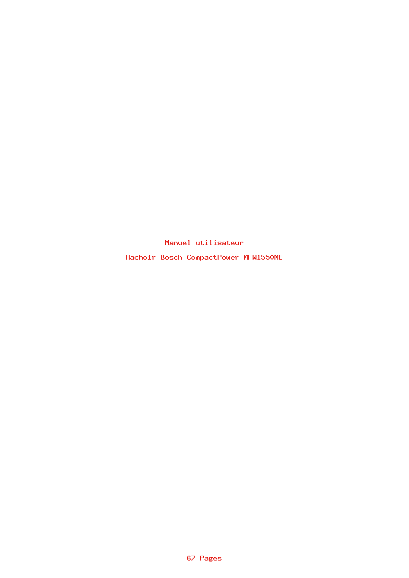 Page 1 de la notice Manuel utilisateur Bosch CompactPower MFW1550ME