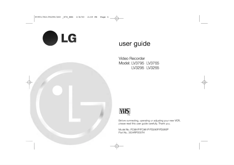 Page 1 de la notice Manuel utilisateur LG GD961P1