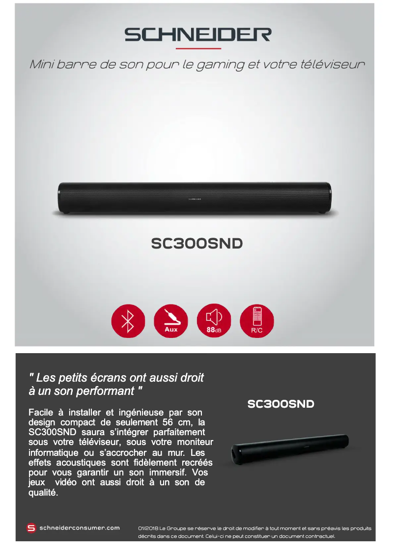 Page 1 of the manual Technical Sheet Schneider Comsumer SC300SND