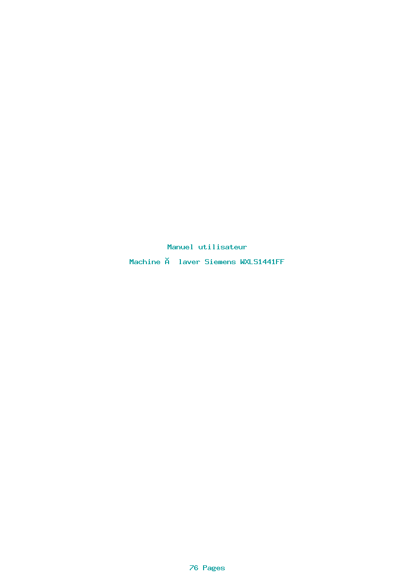 Page 1 de la notice Manuel utilisateur Siemens WXLS1441FF