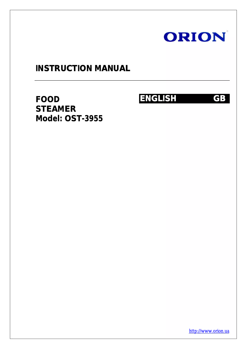 Page 1 de la notice Manuel utilisateur Orion OST-3955