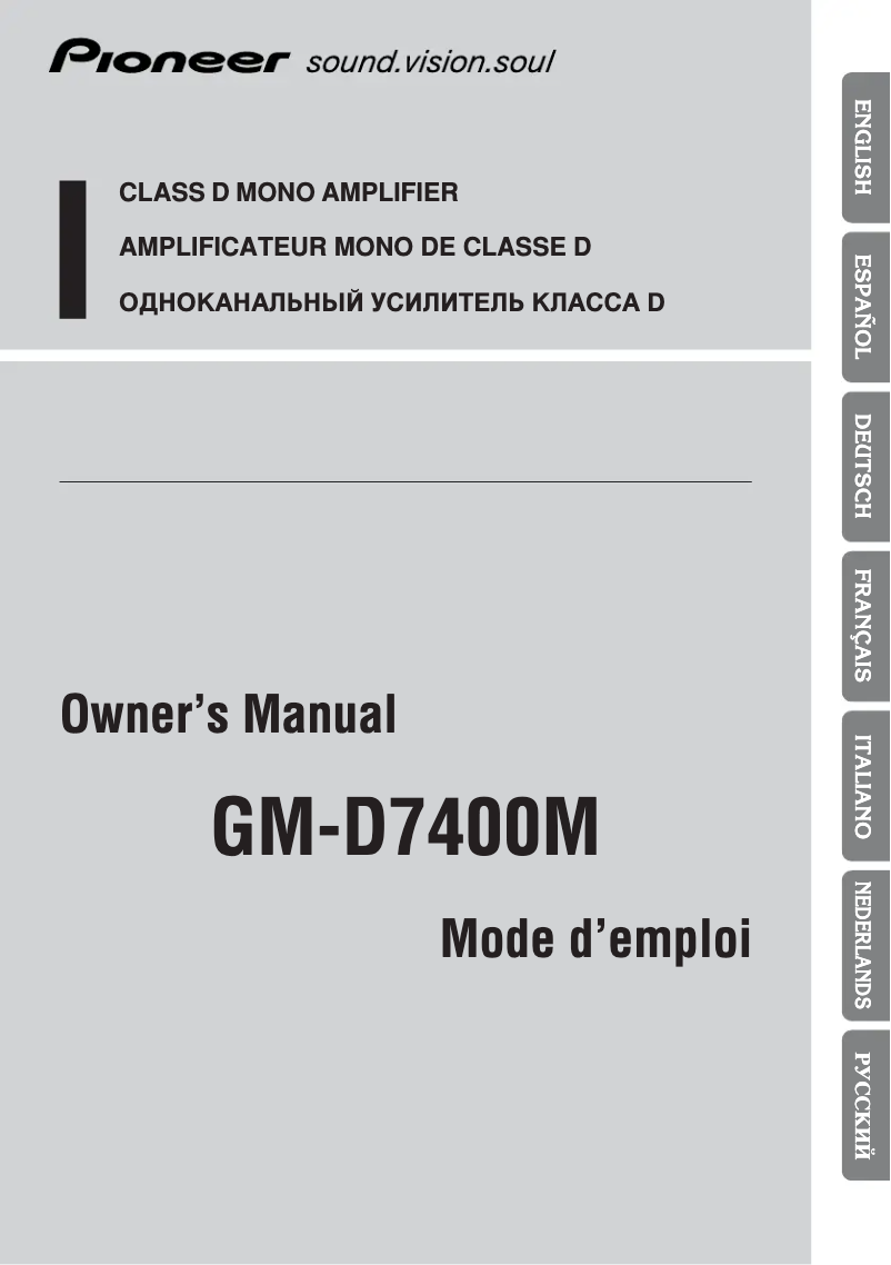 Página 1 del manual Manual de usuario Pioneer GM-D7400M