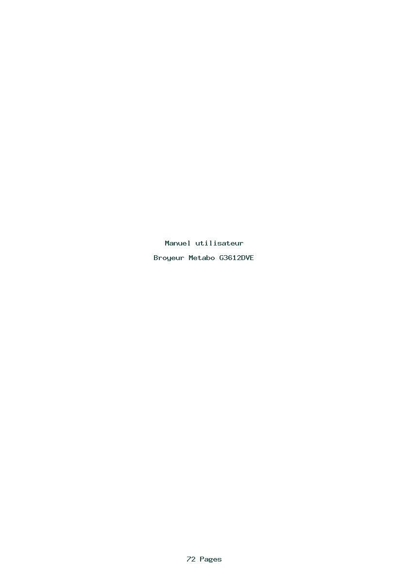 Page 1 de la notice Manuel utilisateur Metabo G3612DVE