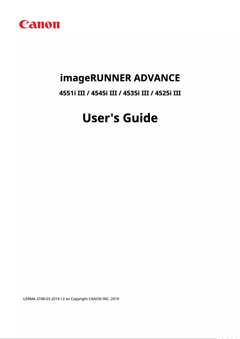 Page 1 de la notice Manuel utilisateur Canon imageRUNNER ADVANCE 4535i III