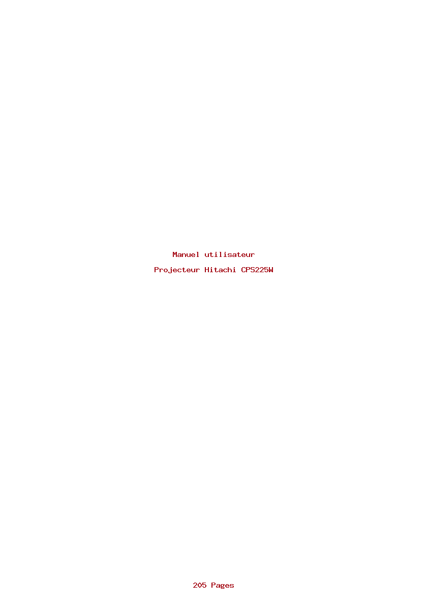 Page 1 de la notice Manuel utilisateur Hitachi CPS225W