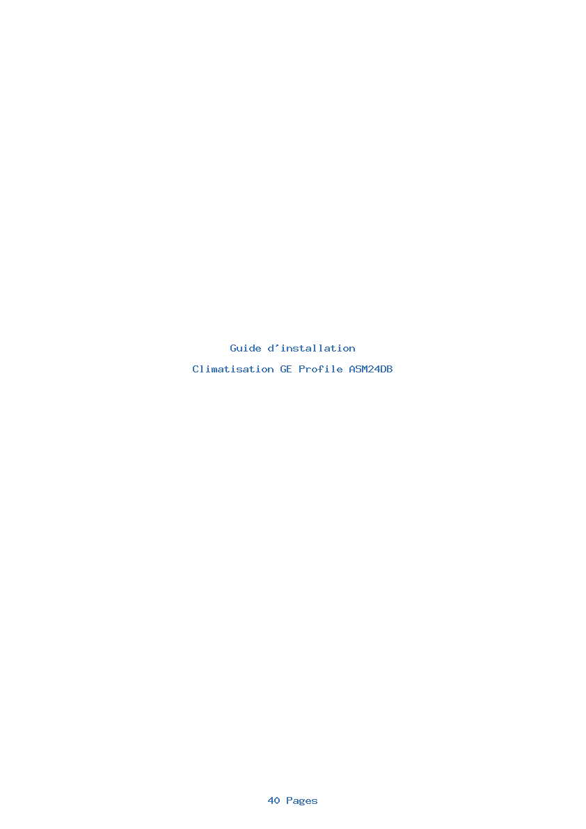 Page 1 de la notice Guide d'installation GE Profile ASM24DB