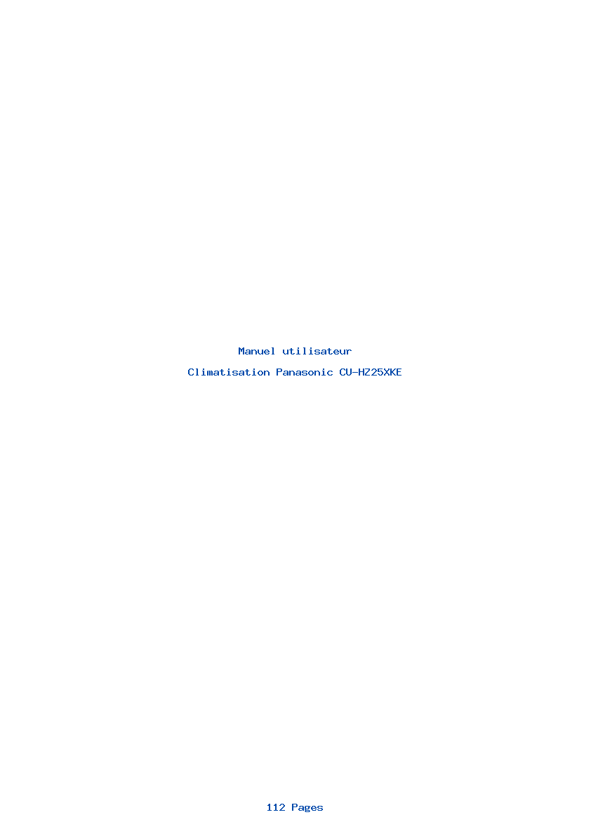 Page 1 de la notice Manuel utilisateur Panasonic CU-HZ25XKE