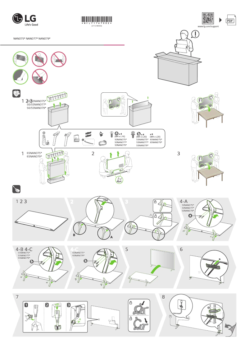 Page 1 de la notice Guide d'installation LG 50NANO756PA