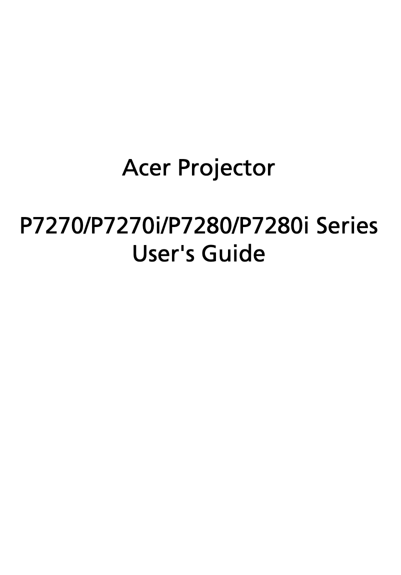 Page 1 de la notice Manuel utilisateur Acer Professional P7280