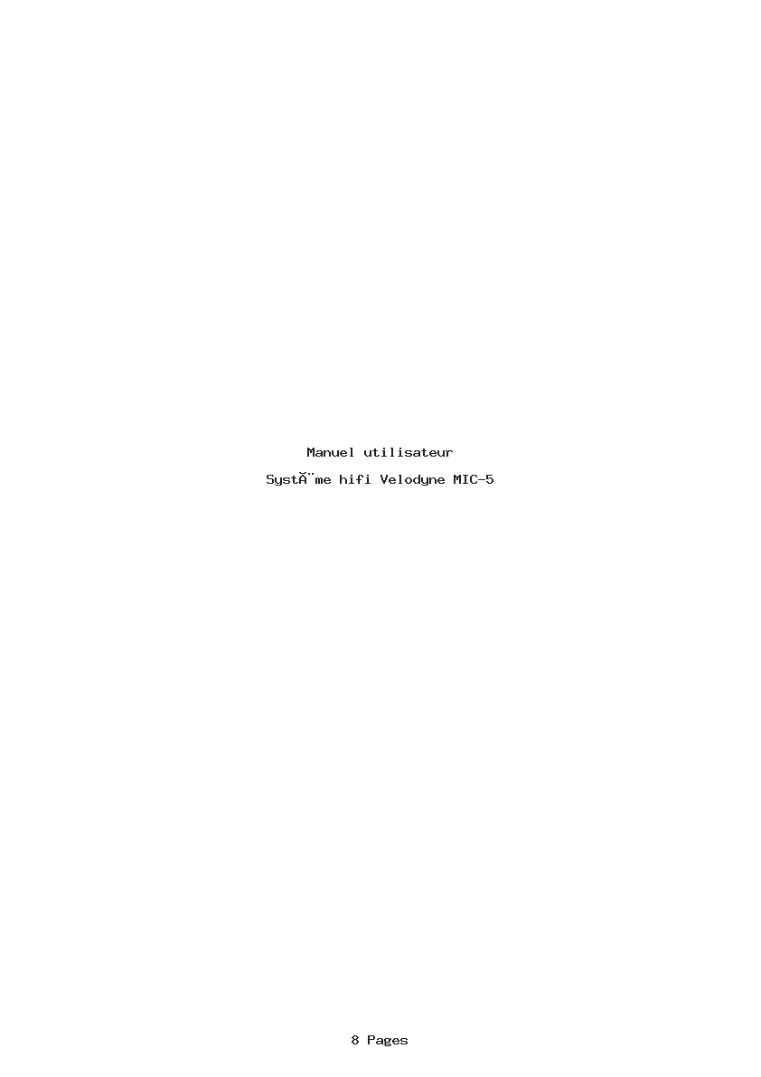 Page 1 de la notice Manuel utilisateur Velodyne MIC-5