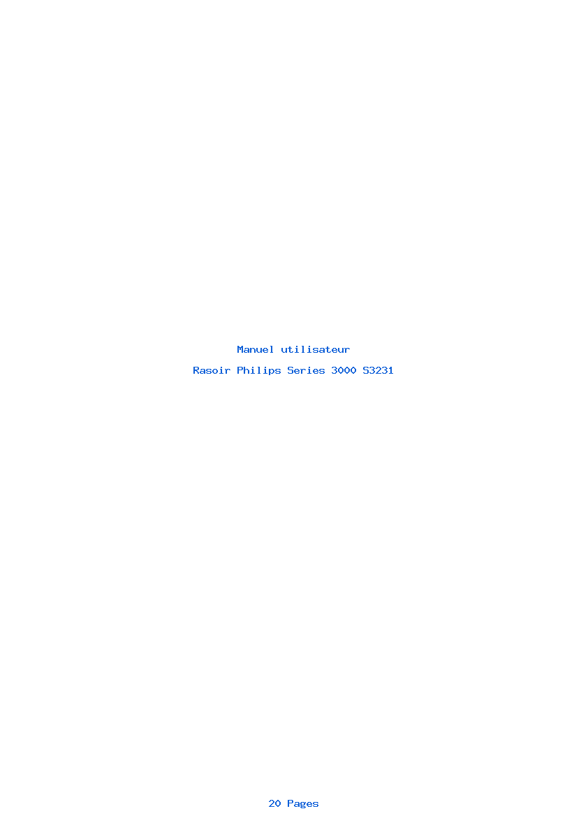 Page 1 de la notice Manuel utilisateur Philips Series 3000 S3231