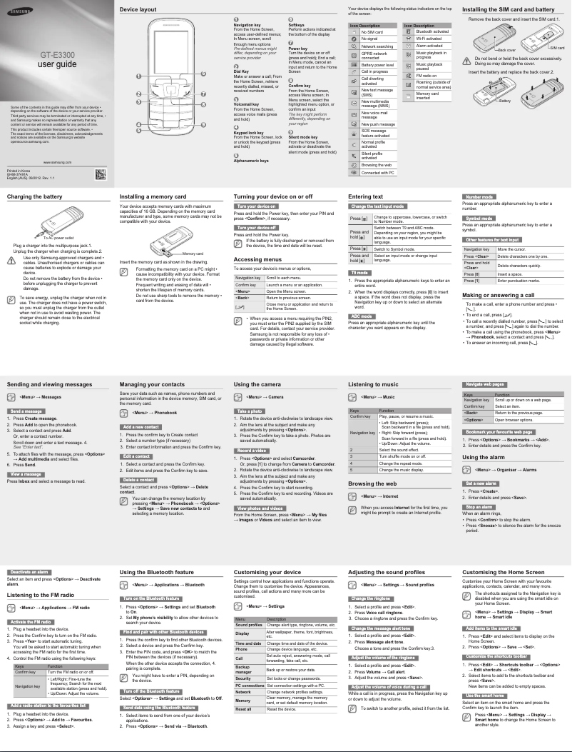 Página 1 del manual Manual de usuario Samsung GT-E3300