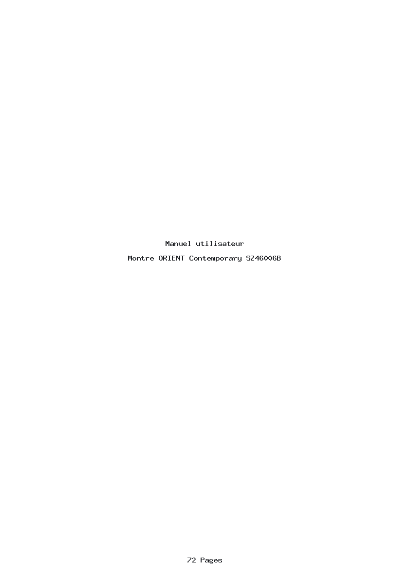 Page 1 de la notice Manuel utilisateur ORIENT Contemporary SZ46006B