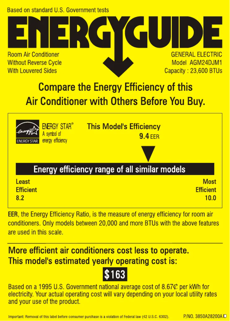 Página 1 del manual Etiqueta energética GE AGM24DJ