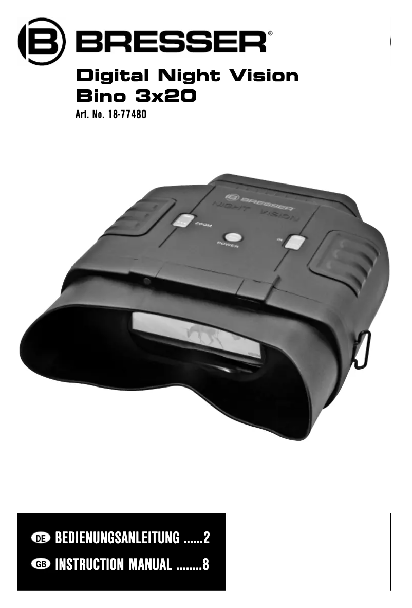 Page 1 de la notice Manuel utilisateur Bresser Digital Night Vision Bino 3x20