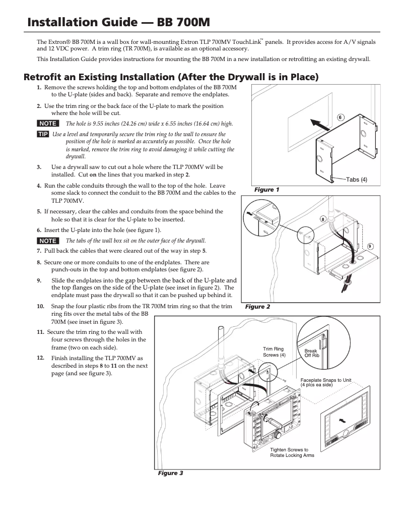 Page 1 de la notice Manuel utilisateur Extron TLP 710TV